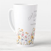 水彩牧草地ワイルドフラワーマザーの日 カフェラテマグ (左アングル)