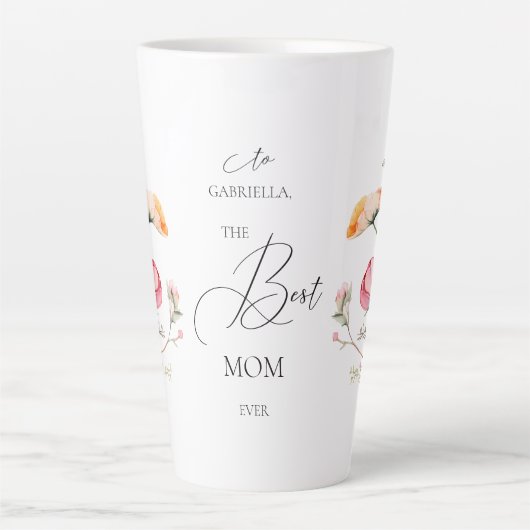 水彩牧草地ワイルドフラワーマザーの日 カフェラテマグ (正面)