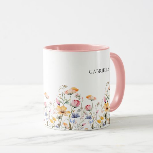 水彩牧草地ワイルドフラワーマザーの日 マグカップ (正面右)
