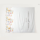 水彩牧草地ワイルドフラワー結婚の背景 タペストリー (正面(横))