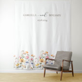 水彩牧草地ワイルドフラワー結婚の背景 タペストリー (インサイチュ)