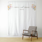 水彩牧草地ワイルドフラワー結婚の背景 タペストリー (インサイチュ)