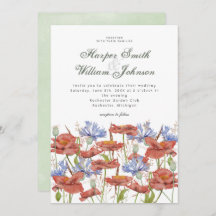 水彩牧草結婚式招待状