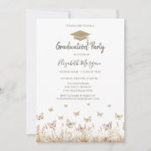 水彩牧草蝶の卒業 招待状 (正面)