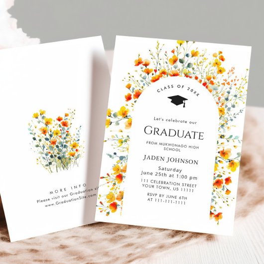 水彩牧草野草坊保卒業パーティー 招待状