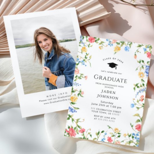 水彩牧草野草坊保卒業パーティー 招待状