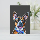 水彩犬のポートレートハンド色彩の鮮やか、孤立犬 サンキューカード (スタンド正面)