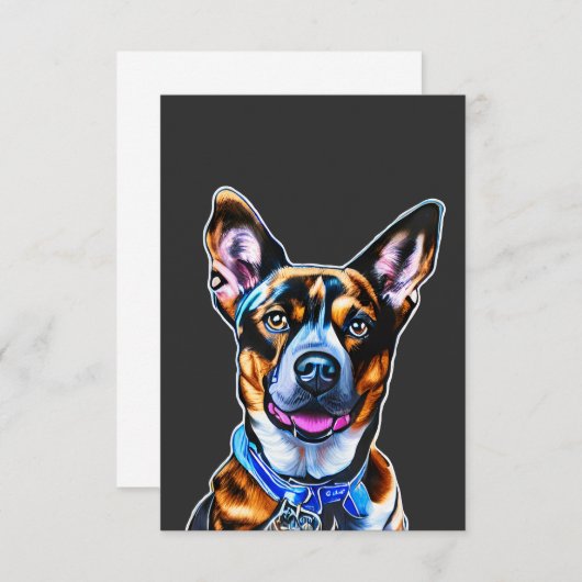 水彩犬のポートレートハンド色彩の鮮やか、孤立犬 サンキューカード (正面/裏面)