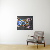 水彩犬のポートレートハンド色彩の鮮やか、孤立犬 タペストリー (インサイチュ(横))