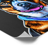 水彩犬のポートレートハンド色彩の鮮やか、孤立犬 ポスター (角)