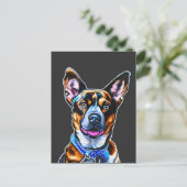 水彩犬のポートレートハンド色彩の鮮やか、孤立犬 ポストカード (スタンド正面)