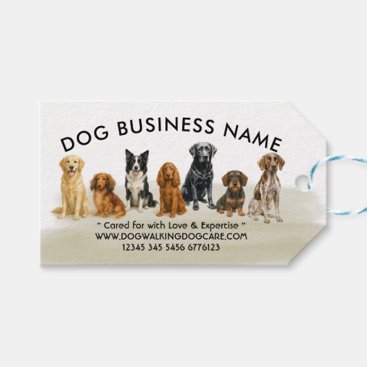 水彩犬の品種 ギフトタグ (正面(横))