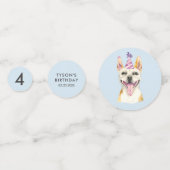 水彩犬の子犬の誕生日パーティー コンフェッティ (正面)