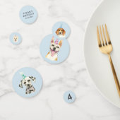 水彩犬の子犬の誕生日パーティー コンフェッティ (グループ)