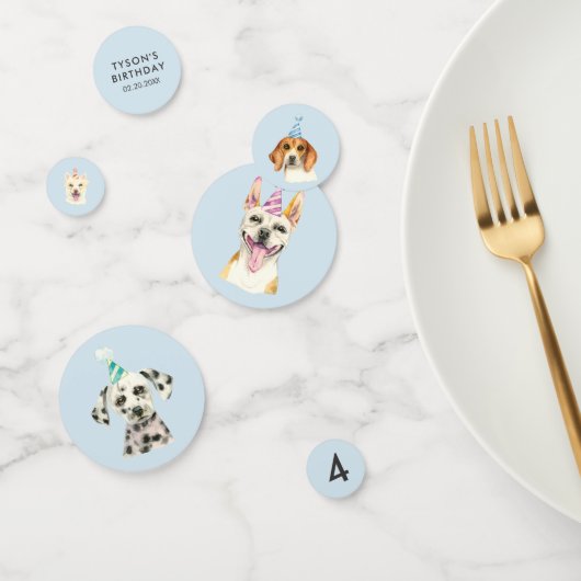 水彩犬の子犬の誕生日パーティー コンフェッティ (グループ)