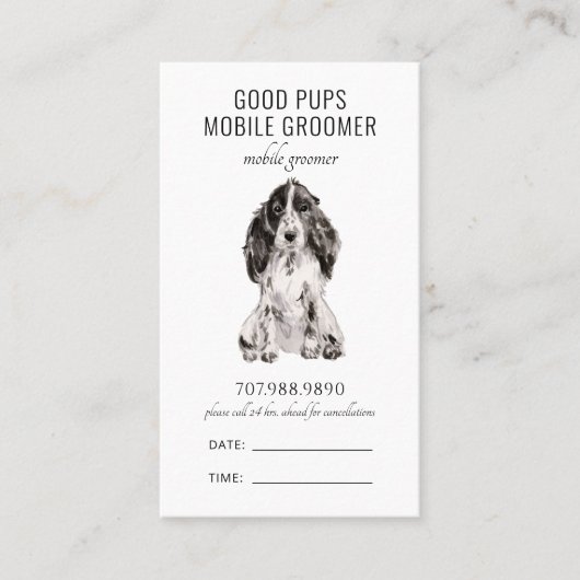 水彩犬の移動ペットトリマーQRコード 予約カード (正面)