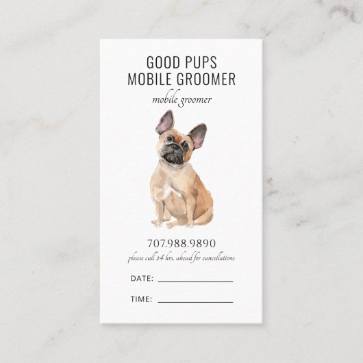 水彩犬の移動ペットトリマーQRコード 予約カード (正面)