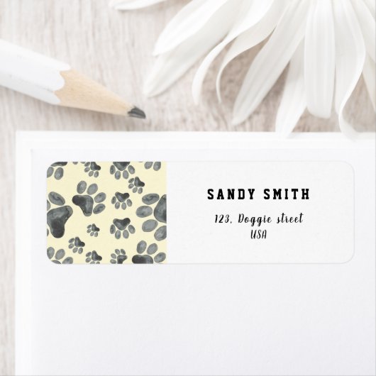 水彩犬の足のパターン ラベル (インサイチュ)