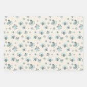 水彩犬の足のラッピング紙セット3 ラッピングペーパーシート (正面3)