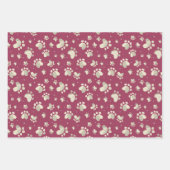 水彩犬の足のラッピング紙セット3 ラッピングペーパーシート (正面2)