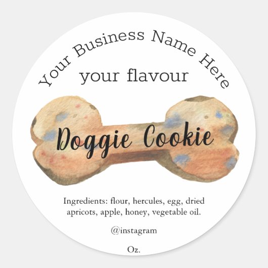 水彩犬の骨カスタムのクッキー ラウンドシール (正面)