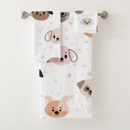 水彩犬エレガント頭の装飾模様 バスタオルセット