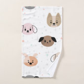 水彩犬エレガント頭の装飾模様 バスタオルセット (ハンドタオル)