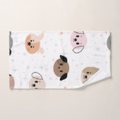 水彩犬エレガント頭の装飾模様 バスタオルセット (ハンドタオル)