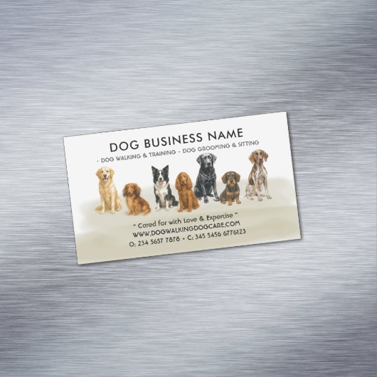 水彩犬グルーミング歩く座り搭乗 マグネット名刺 (インサイチュ)