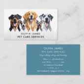 水彩犬サービ気にス歩く座席盤 名刺 (正面/裏面)