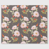 水彩犬バラ花柄 ラッピングペーパー (フラット)