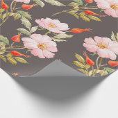 水彩犬バラ花柄 ラッピングペーパー (角)