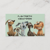 水彩犬熱狂するトリマーブティックQRコード 名刺 (正面)