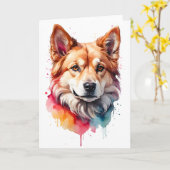 水彩犬種飛沫アート肖像画スプラッシュブランク カード (黄色い花)