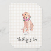 水彩犬考えの花のギンガム (正面/裏面)