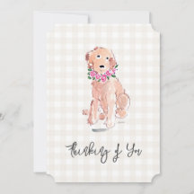 水彩犬考えの花のギンガム