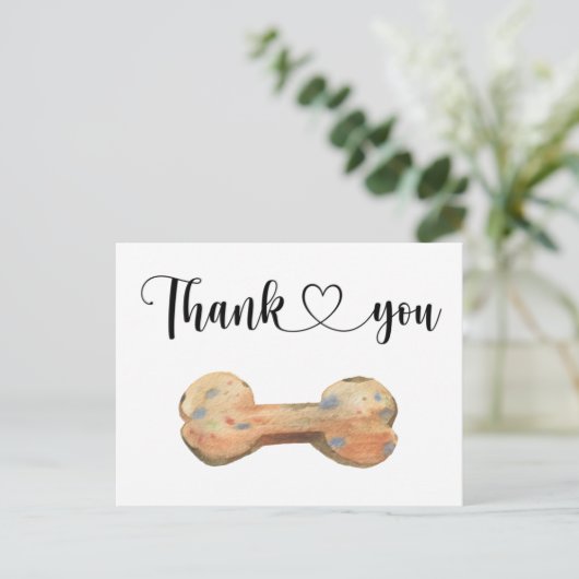 水彩犬骨カスタム感謝カード ポストカード (スタンド正面)