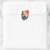 水彩犬（ばちゃばちゃ）跳ねるアートポートレートインクスプラッシュ スクエアシール (バッグ)