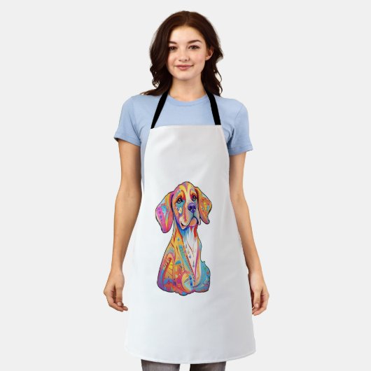 水彩犬 エプロン (着用した状態)