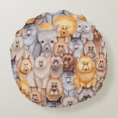 水彩犬：シームレお洒落スおもしろい ラウンドクッション (裏面)