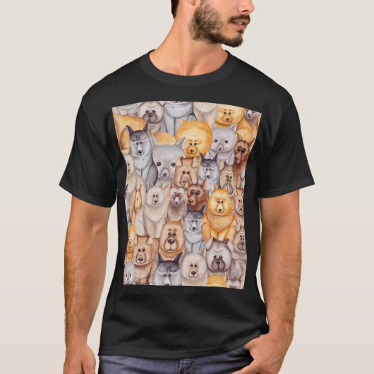 水彩犬:シームレお洒落スおもしろい Tシャツ (正面)