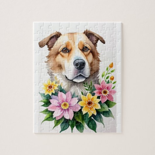 水彩犬 ジグソーパズル (縦)