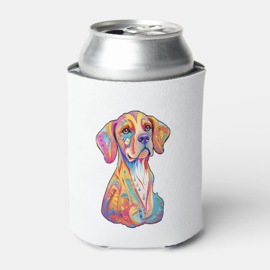 水彩犬 缶クーラー (缶正面)