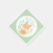 水彩狐狸宝宝淋浴 スタンダードカクテルナプキン (角)