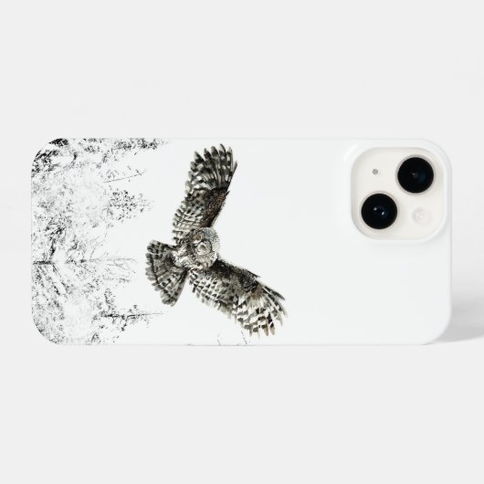 水彩狩りフクロウバードウィルディーフェ自然アート iPhoneケース (裏面横)