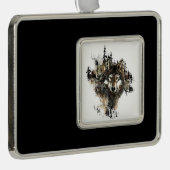 水彩狼の山の荒野アニマルアート シルバープレートフレームオーナメント (右)