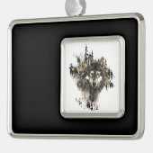 水彩狼の山の荒野アニマルアート シルバープレートフレームオーナメント (左)