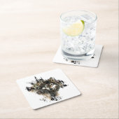 水彩狼の山の荒野アニマルアート スクエアペーパーコースター (インサイチュ)