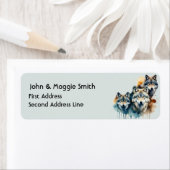 水彩狼ファミリーオオカミ動物アート ラベル (インサイチュ)