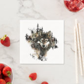 水彩狼マウンテン動物の自然アート スタンダードカクテルナプキン (インサイチュ)